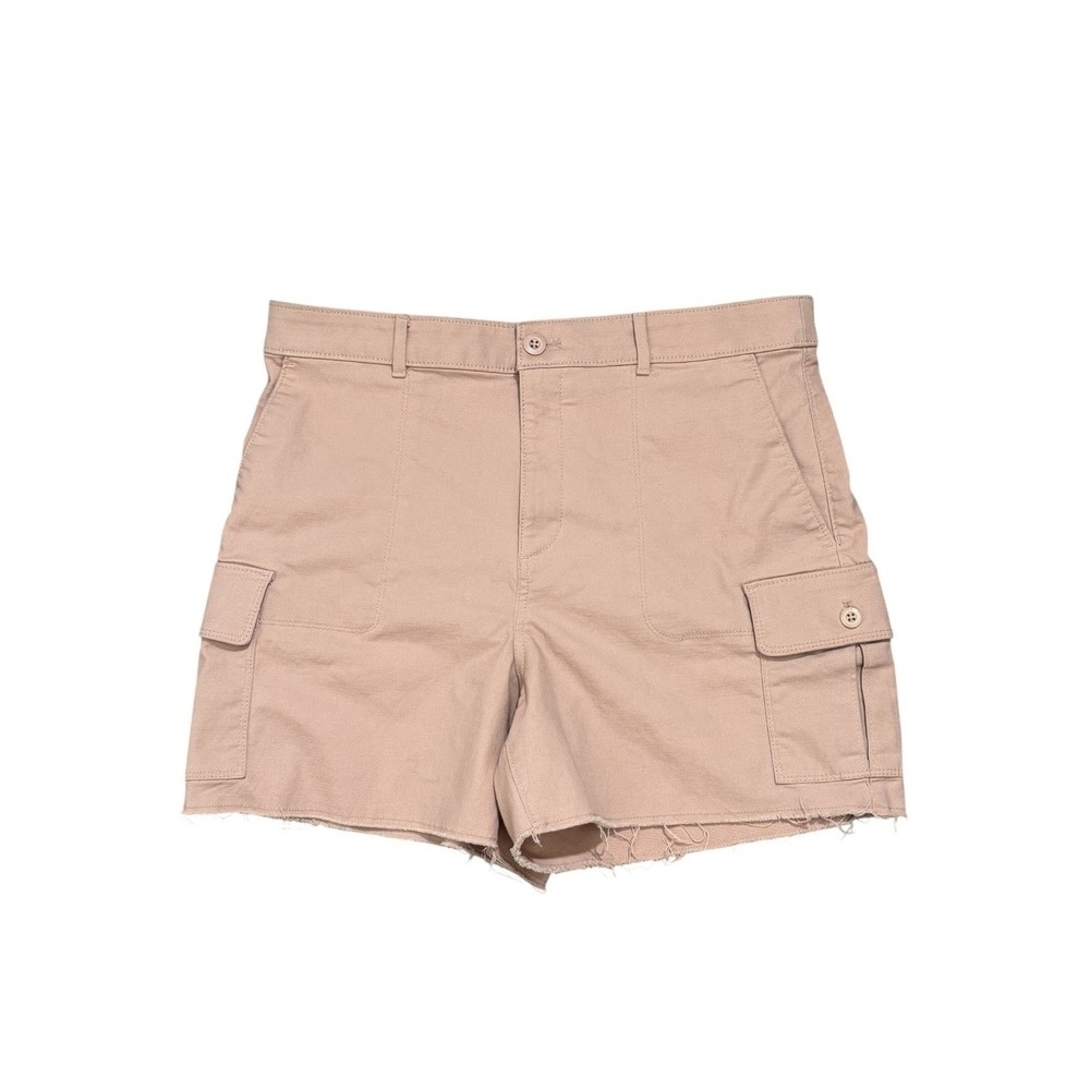 Loft High Rise Cargo Utility Shorts Blush Pink Raw Hem Pockets Women's Size 8